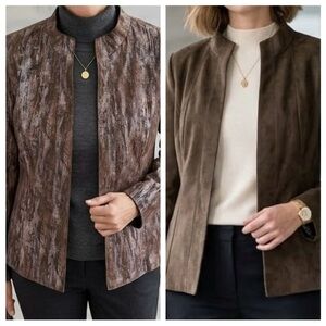 Liverpool LA Reversible Faux Suede Jacket Cognac Silver Texture Chocolate Brown